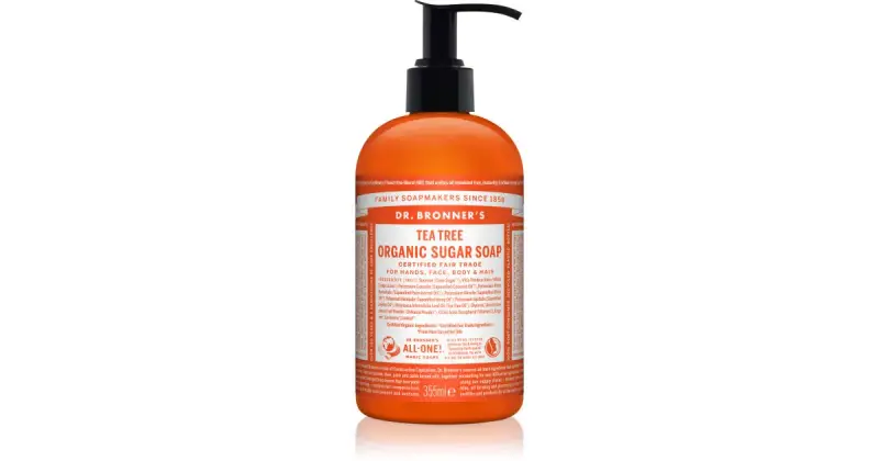 Dr. Bronner' s Sapone allo Zucchero Biologico tea tree 355 ml
