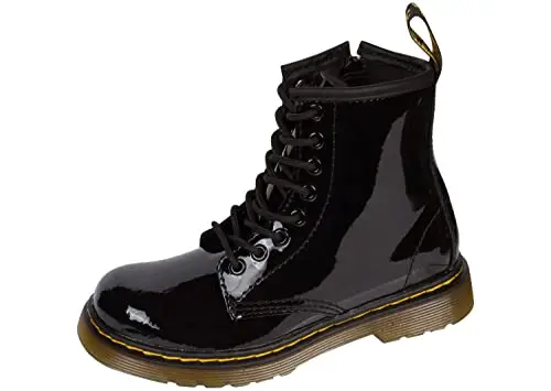 Dr. Martens DELANEY, Stivali Unisex Bambino, Nero (Black Patent Lamper), 29