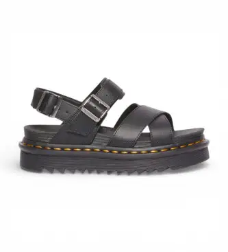 per donna 31558001 Sandali in pelle nera Voss II Athena (36), Nero, Basso, 1 a 3 cm, Fibbia, Casual