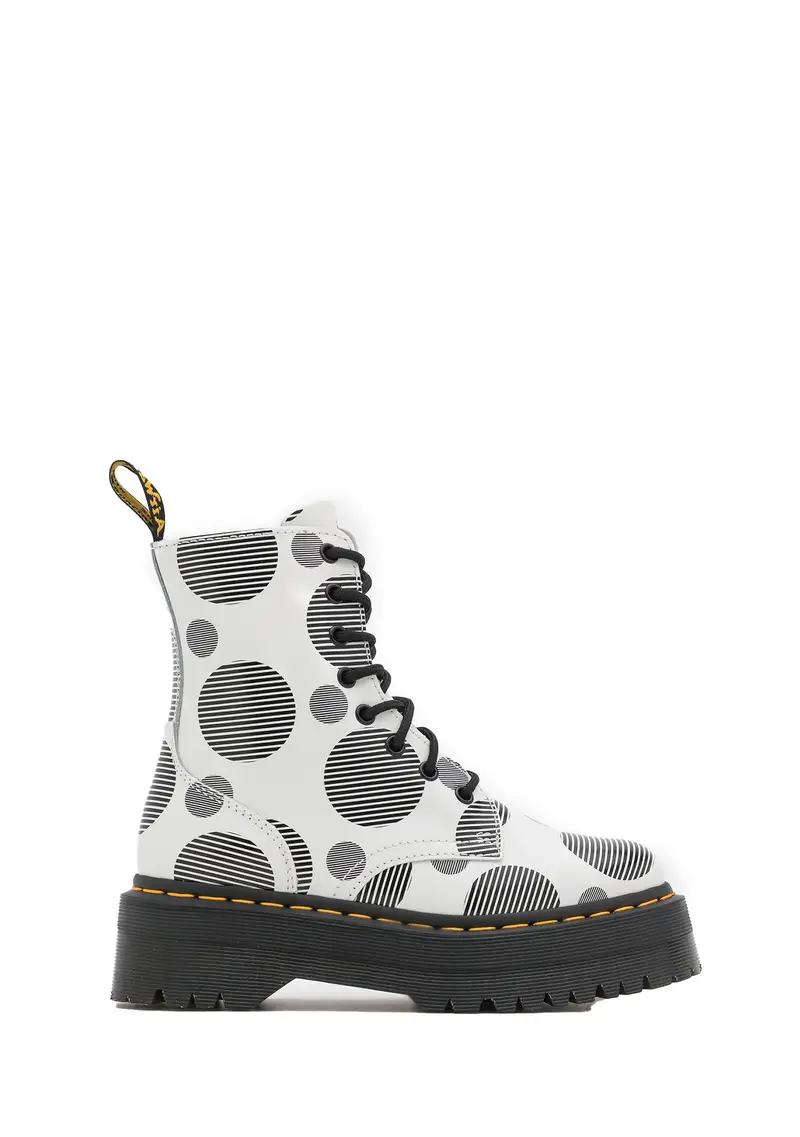 DR MARTENS - Stivaletto White/blk polka dots