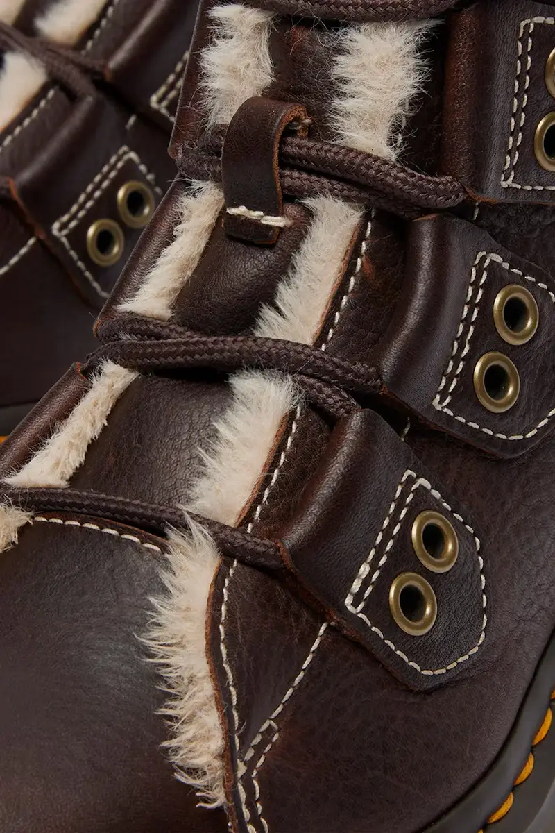 stivali da motociclista in pelle 1460 LTT Fur Lined Marrone miniatura 4