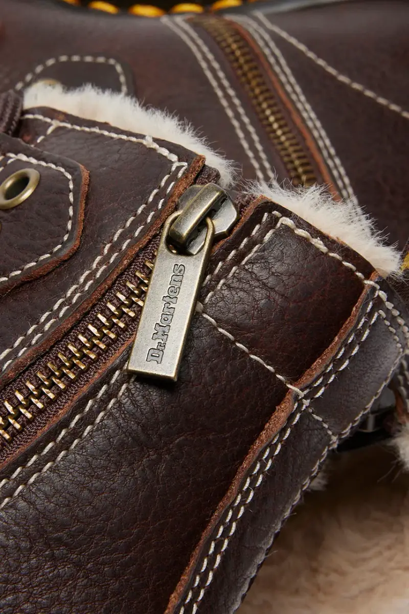 stivali da motociclista in pelle 1460 LTT Fur Lined Marrone miniatura 5