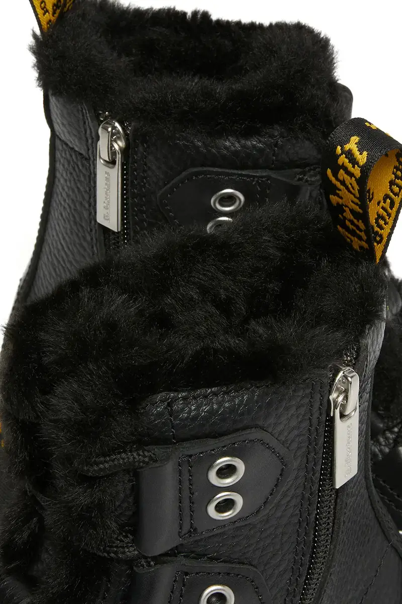 stivali da motociclista in pelle 1460 LTT Fur Lined Nero miniatura 4