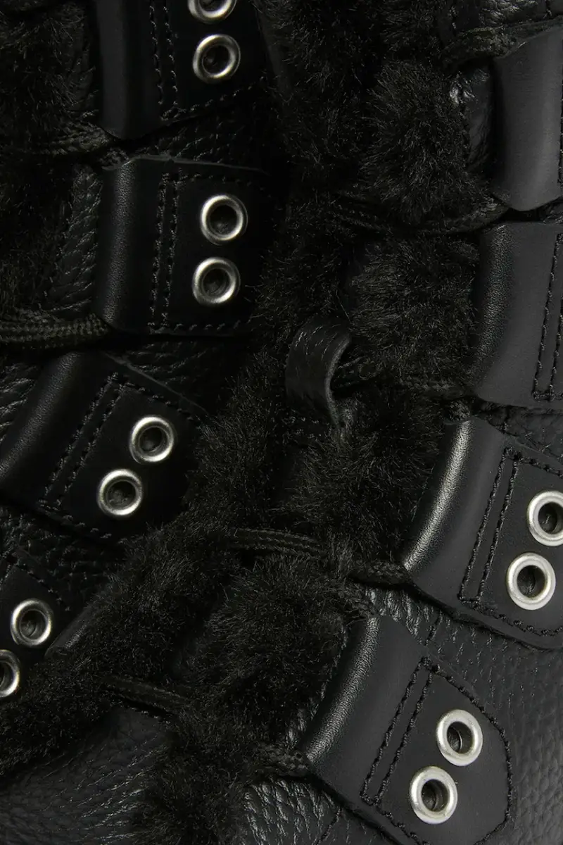 stivali da motociclista in pelle 1460 LTT Fur Lined Nero miniatura 5