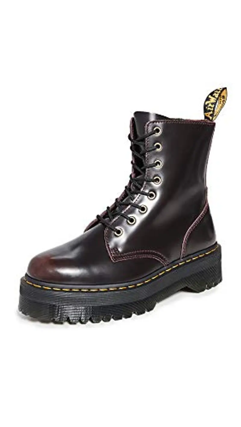 Dr. Martens Women's Jadon Arcadia Platform Leather Lace Up Boot Cherry Red-Cherry