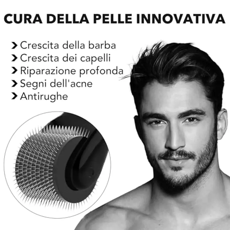 Dr.roller Dermaroller, Microneedling, 1 mm Derma Roller Capelli Viso Uomo e Donna, Microneedle Beard Roller 540 Ago di Titanio miniatura 3