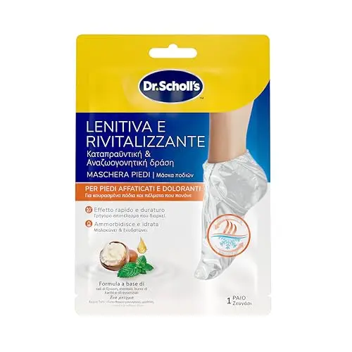 Dr. Scholl's Maschera Piedi Lenitiva e Rivitalizzante per Piedi Stanchi e Doloranti, Impacco Idratante, Ammorbidisce e