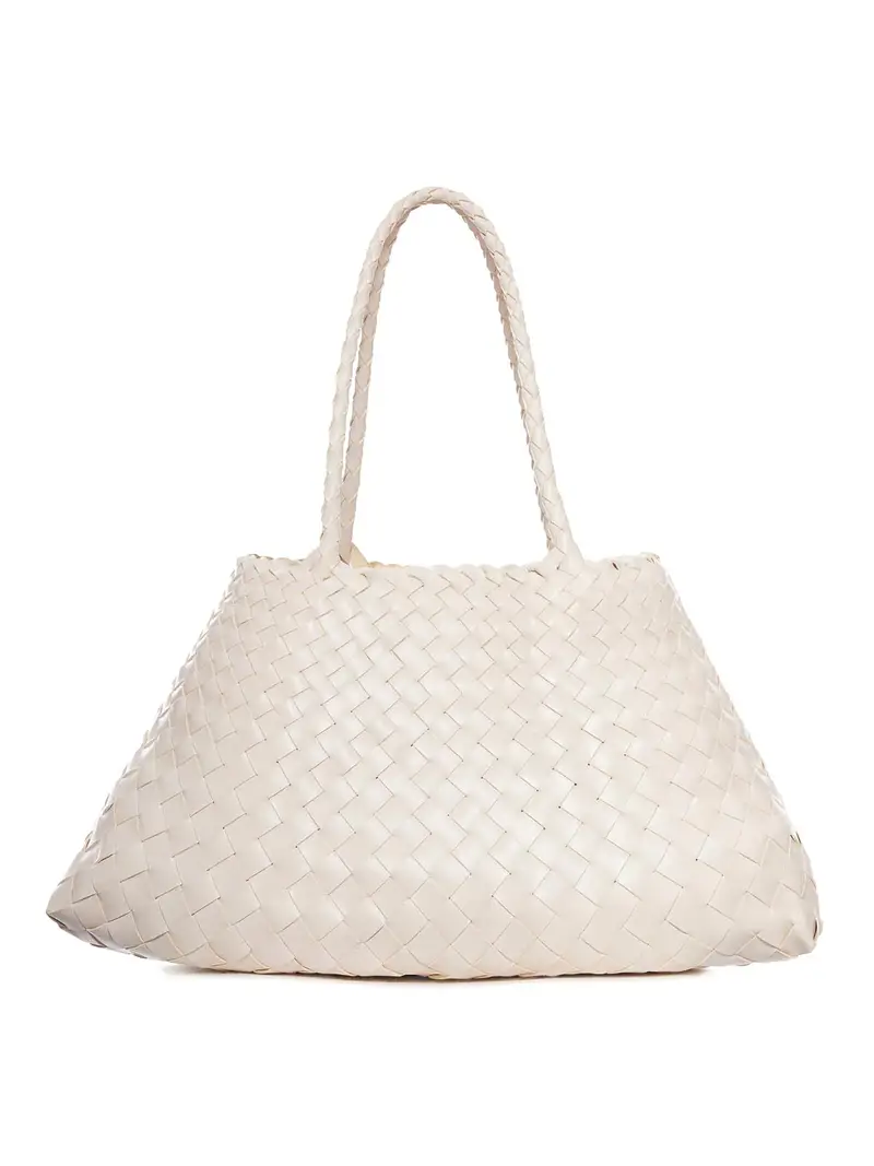 Borsa Santa Croce Grande In Pelle Intrecciata Color Carne E Neutri