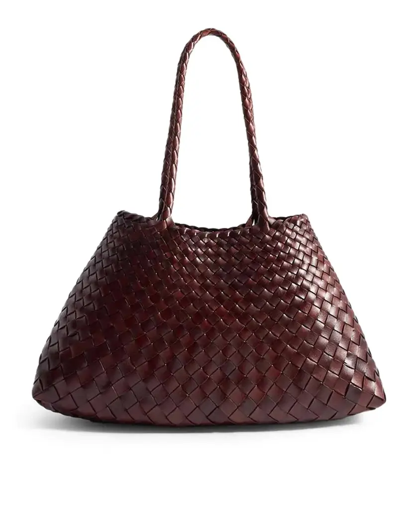 Borsa Santa Croce Grande In Pelle Intrecciata Marrone