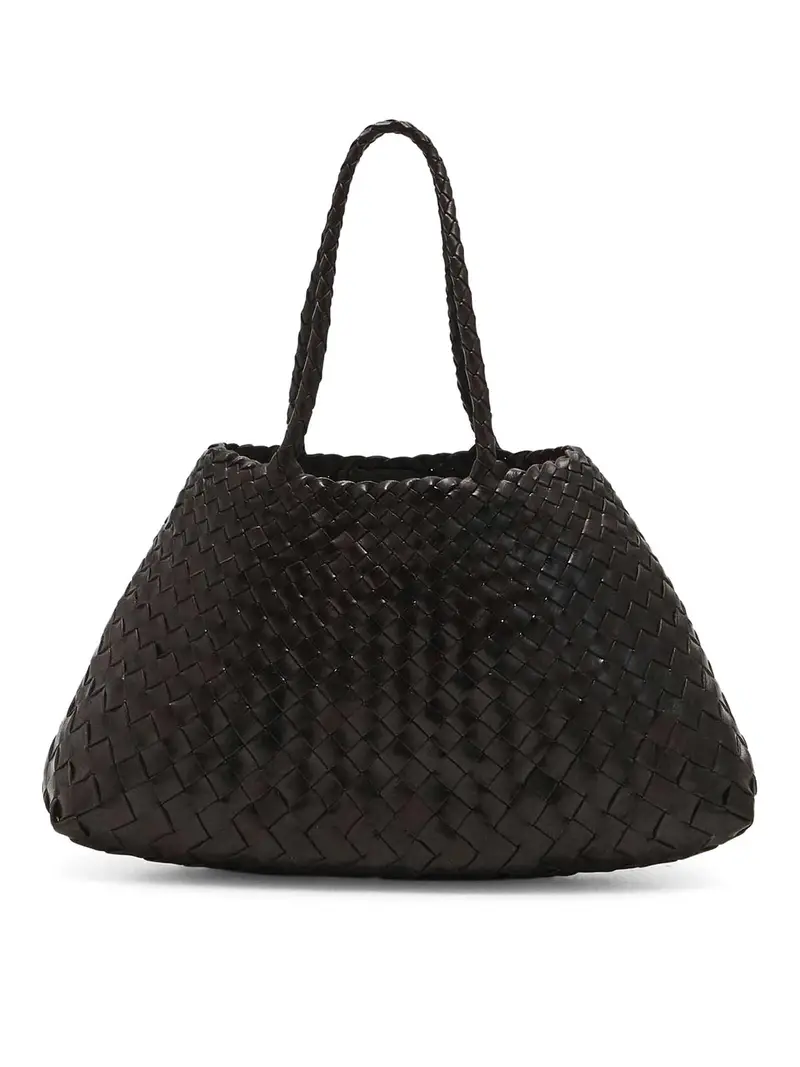 Borsa Santa Croce Grande In Pelle Intrecciata Marrone