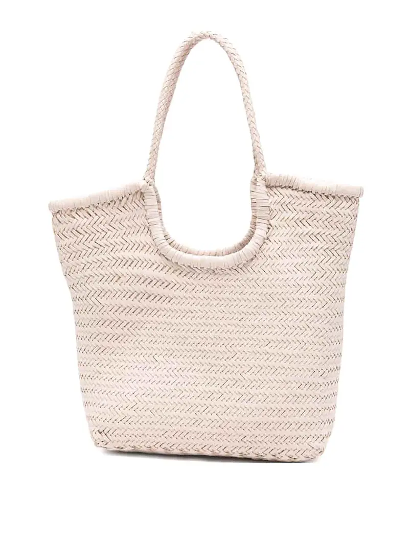 Borsa Shopping Diagonale Beige In Pelle