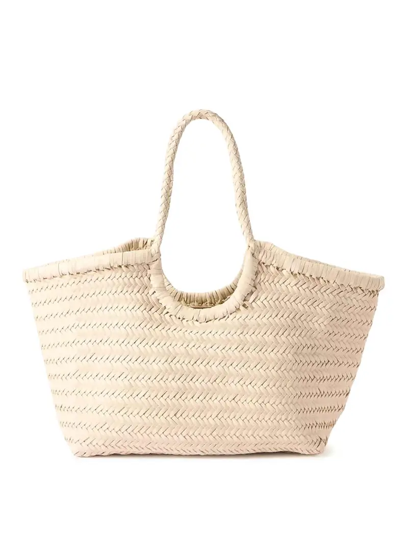 Borsa tote grande in pelle intrecciata Color Carne E Neutri