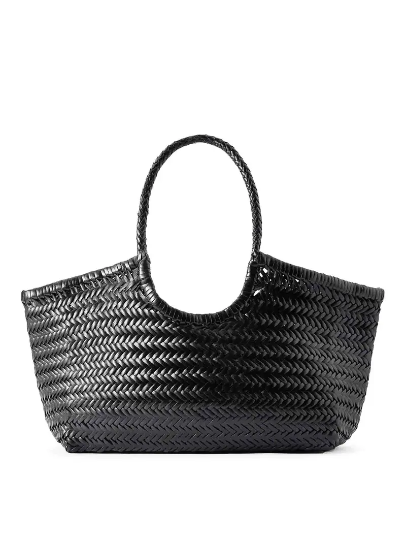 Borsa tote grande in pelle intrecciata Nero