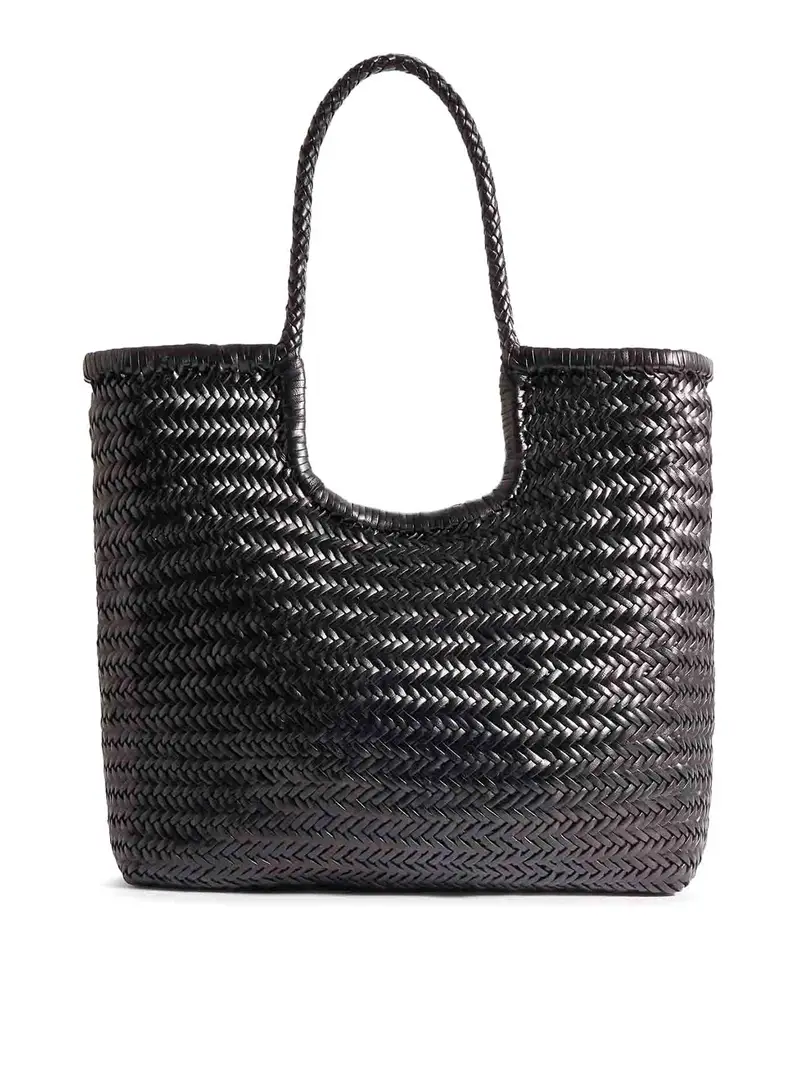 Borsa tote Ns diagonale in pelle nera Nero