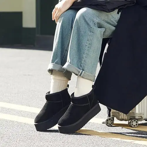 DREAM PAIRS FuzzyClassic Mini Stivale con Piattaforma Stivali da Neve Invernali Donna Stivali con Durevole Caldo miniatura 3