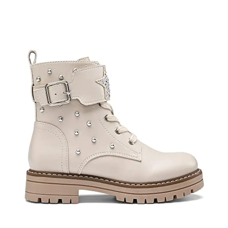 DREAM PAIRS Kids Ragazze Moda Stivali Bambine Caldo Inverno Stivaletti Stringati per Bambina, Size 28, Beige/Pu, SDBO2231K-E miniatura 2