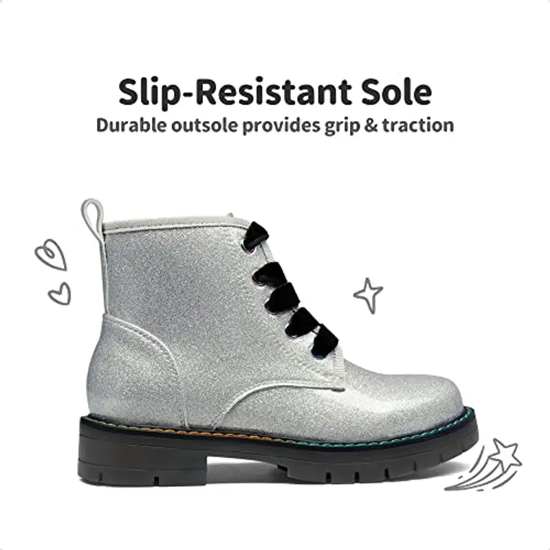 DREAM PAIRS KIDS Stivaletti Stringati per Bambina Moda Stivali con Zip Bambina Stivaletti per Feste e Uso miniatura 2