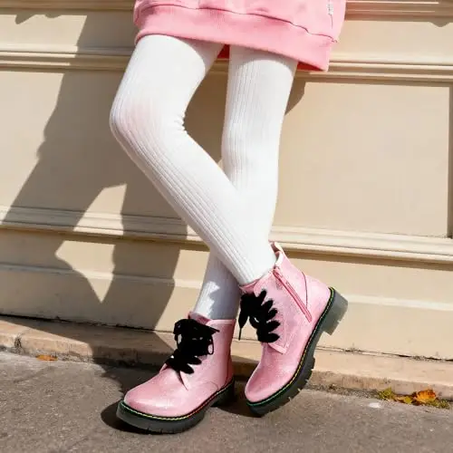 DREAM PAIRS KIDS Stivaletti Stringati per Bambina Moda Stivali con Zip Bambina Stivaletti per Feste e Uso miniatura 2
