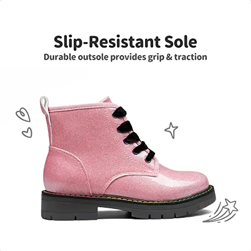 DREAM PAIRS KIDS Stivaletti Stringati per Bambina Moda Stivali con Zip Bambina Stivaletti per Feste e Uso miniatura 3