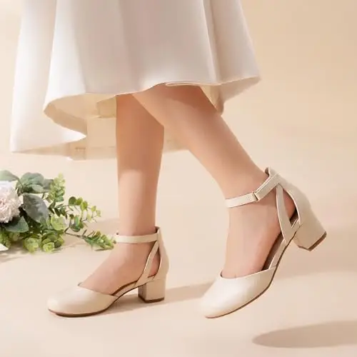 DREAM PAIRS Scarpe Eleganti da Ragazza con Punta Chiusa e Tacco Alto Principessa Scarpe per Bambine con Tacco a Blocco miniatura 2