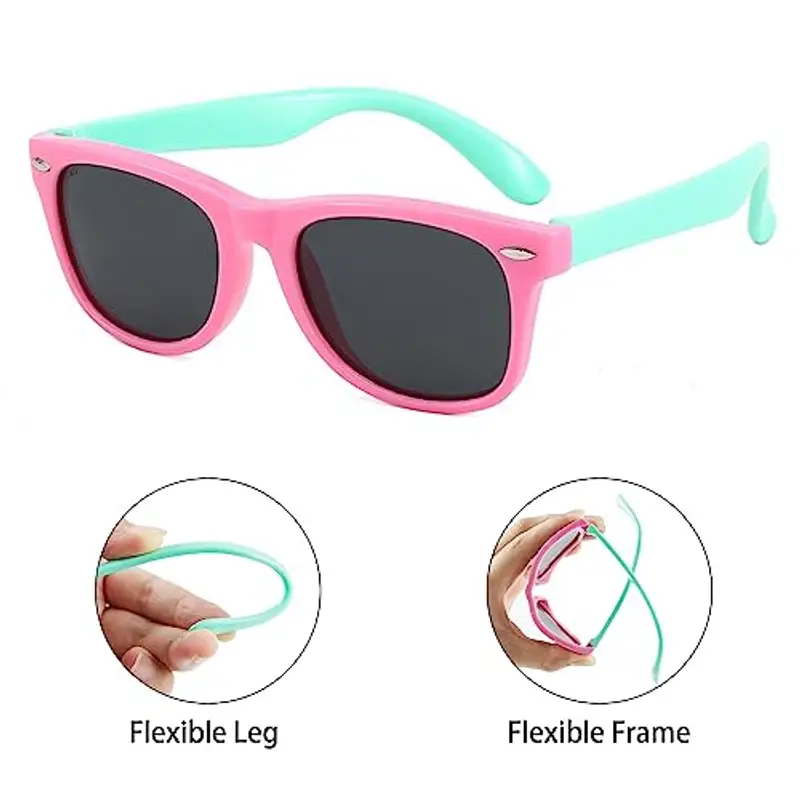 DRERIO Occhiali da Sole Bambino UV400 in Silicone Flessibile Occhiali da Sole Polarizzati Rotondi per Ragazzo Bambina miniatura 3