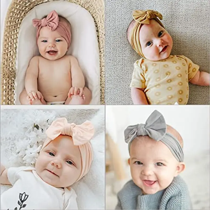 DRESHOW 10 Pcs Bambini Fascia Per Capelli Fasce Bambina Neonata Elastica Fascia Neonato Fasce per Bambini Fasce Capelli miniatura 3