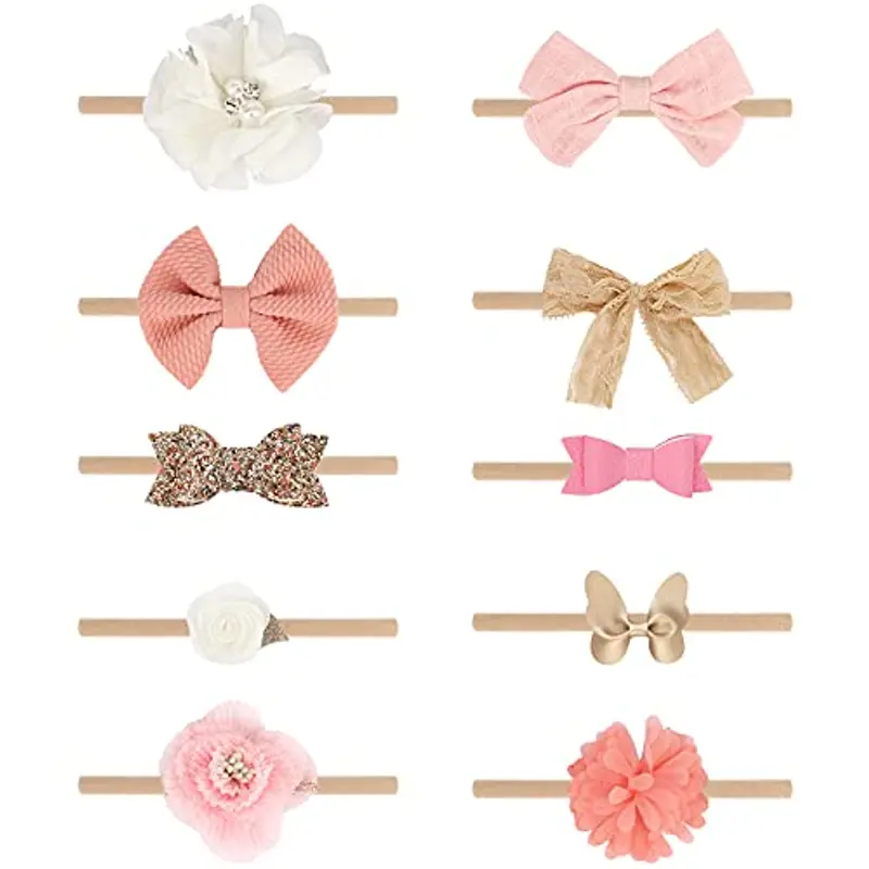 DRESHOW 10 Pcs Bambini Fascia Per Capelli Fasce Bambina Neonata Elastica Fascia Neonato Fasce per Bambini Fasce Capelli Bambina Fascia Bambina Accessori Fasce