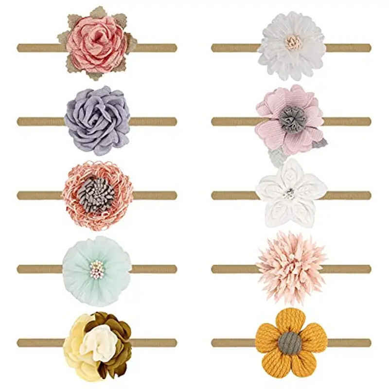 DRESHOW 10 Pcs Bambini Fascia Per Capelli Fasce Bambina Neonata Elastica Fascia Neonato Fasce per Bambini Fasce Capelli Bambina Fascia Bambina Accessori Fasce