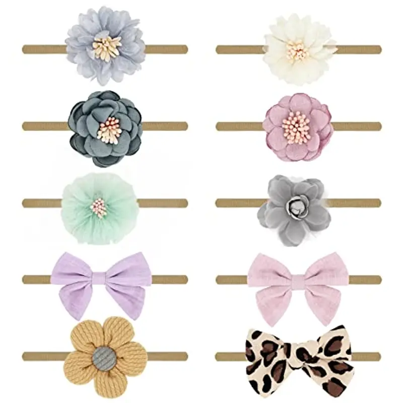 DRESHOW 10 Pcs Bambini Fascia Per Capelli Fasce Bambina Neonata Elastica Fascia Neonato Fasce per Bambini Fasce Capelli Bambina Fascia Bambina Accessori Fasce