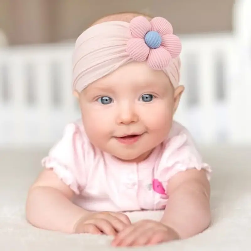 DRESHOW 3 Pezzi Fasce Floreali per Ragazze Nylon Elasticizzato Accessori per Capelli Fatti a Mano per Neonati Bambini Bambine miniatura 2