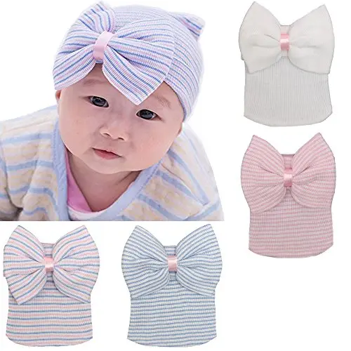 DRESHOW 4 Pezzi Cappello Turbante Bambina Cappellini Berretti e Cappellin per Infantile Bambino Neonato Ragazza miniatura 2