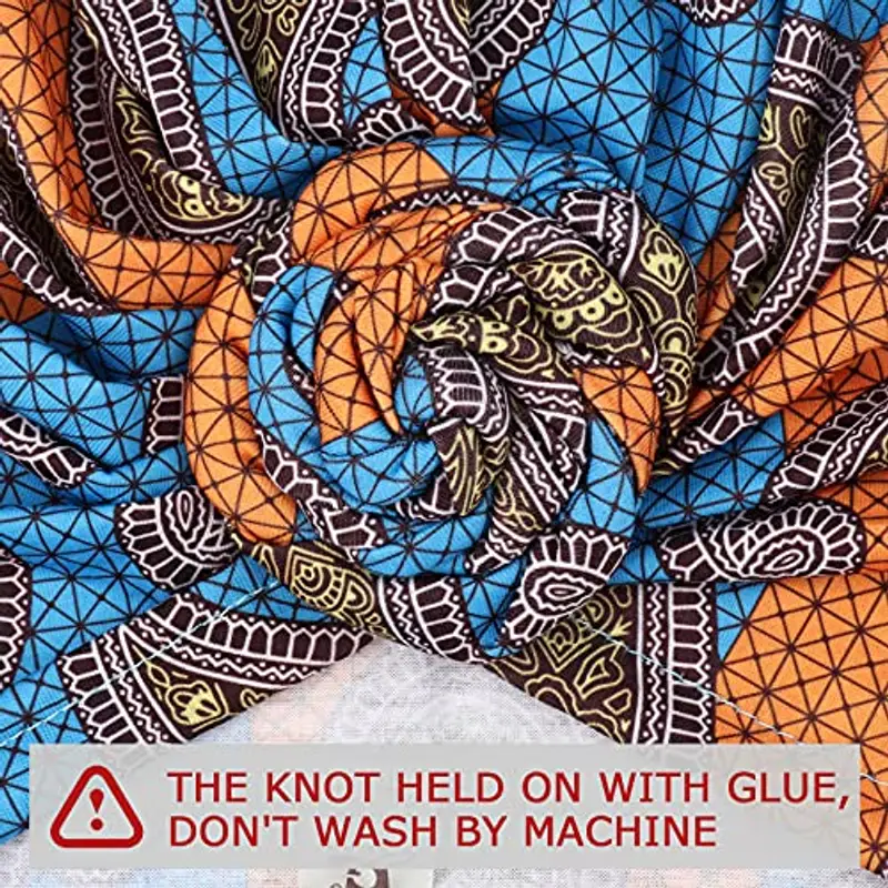 DRESHOW 4 Pezzi Donna Africana Turbante Sciarpa Avvolge Testa Boho Turbante Elastico Annodato Berretto Pre-annodato miniatura 3