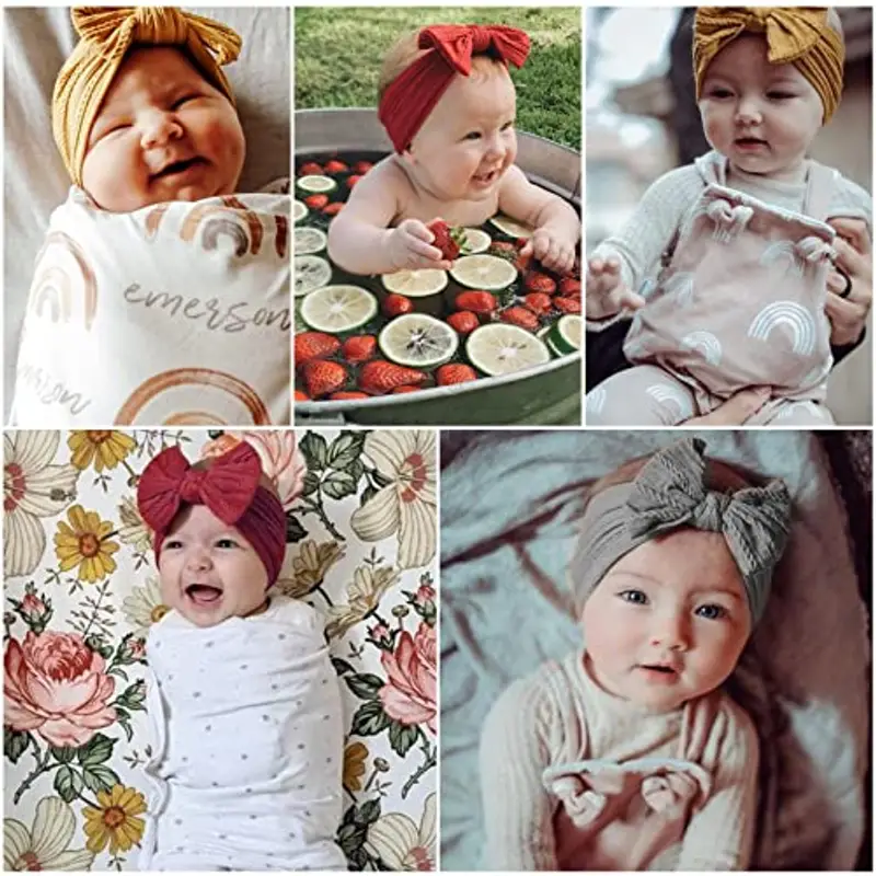 DRESHOW 5 Pezzi Bambini Fascia Per Capelli Elastica Neonata Accessori - Fasce Capelli Bambina miniatura 2