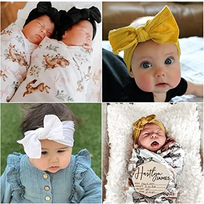 DRESHOW 5 Pezzi Bambini Fascia Per Capelli Elastica Neonata Accessori - Fasce Capelli Bambina miniatura 3