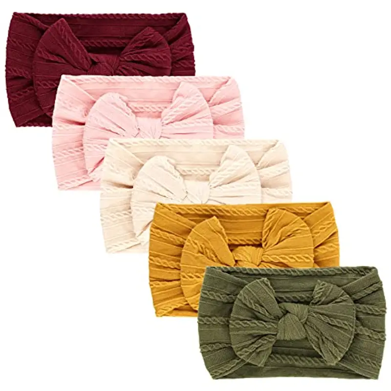 DRESHOW 5 Pezzi Bambini Fascia Per Capelli Elastica Neonata Accessori - Fasce Capelli Bambina