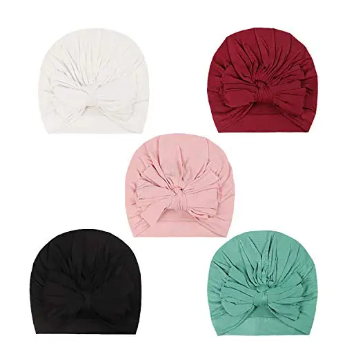 DRESHOW 5 Pezzi Cappello Turbante Bambina Cappellini Berretti e Cappellin per Infantile Bambino Neonato Ragazza