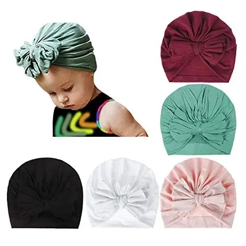 DRESHOW 5 Pezzi Cappello Turbante Bambina Cappellini Berretti e Cappellin per Infantile Bambino Neonato Ragazza miniatura 2