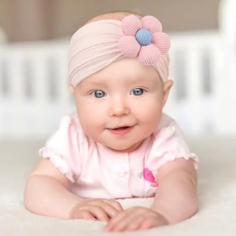 DRESHOW 6 Pezzi Fasce Floreali per Ragazze Nylon Elasticizzato Accessori per Capelli Fatti a Mano per Neonati Bambini miniatura 2