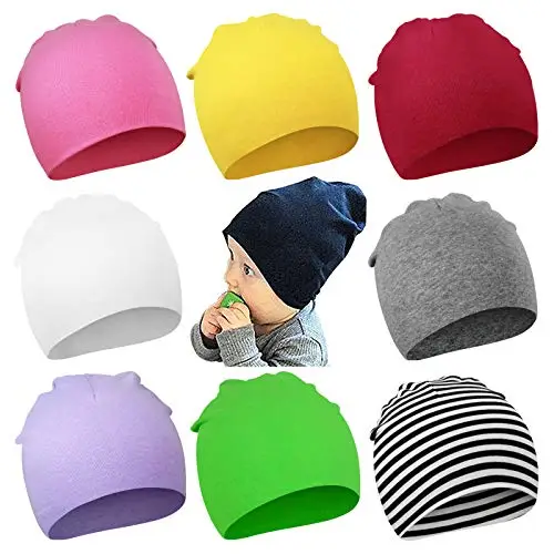 DRESHOW 8 Pezzi Unisex Bambino Berretti Neonato Ragazzi Ragazze Morbido Carino Cappello Nursery Berretto