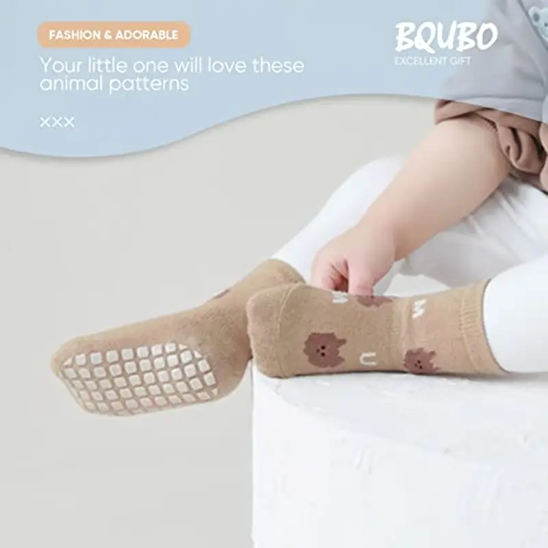 DRESHOW Calzini Antiscivolo per Bambini Calzini alla Caviglia con Impugnature Calzini in Cotone per Bambine e Bambini miniatura 2