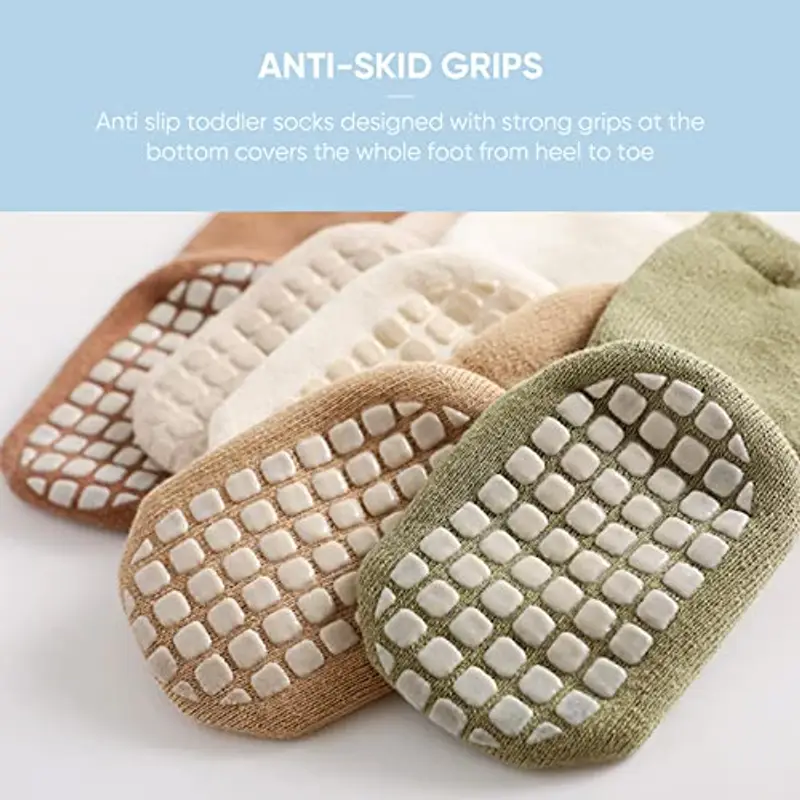 DRESHOW Calzini Antiscivolo per Bambini Calzini alla Caviglia con Impugnature Calzini in Cotone per Bambine e Bambini miniatura 3