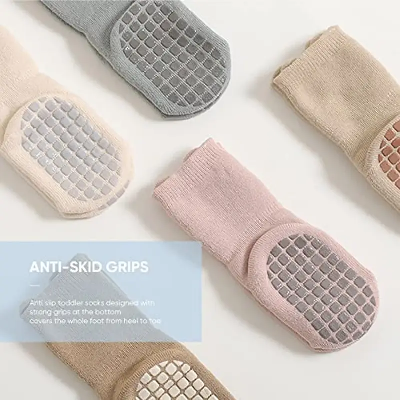 DRESHOW Calzini Antiscivolo per Bambini Calzini alla Caviglia con Impugnature Calzini in Cotone per Bambine e Bambini miniatura 3