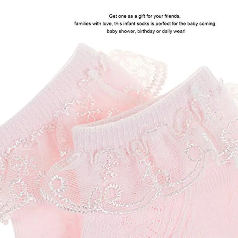 DRESHOW Calzini da Neonato con Fiocco in Pizzo Calzini in Pizzo con Volant Neonato e Bambini Piccoli Calzini Alla Caviglia miniatura 3