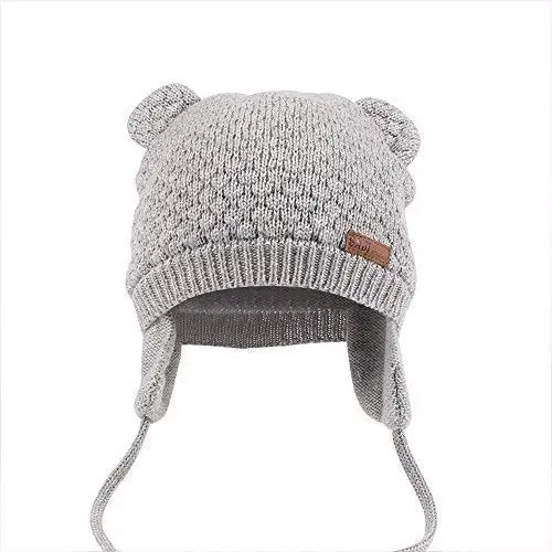 DRESHOW Cappello Bambino Carino Orso Infantile Orecchio Berreto Caldo Cappello per Bambini per Autunno Inverno, Grey, 7 miniatura 2