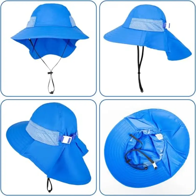 DRESHOW Cappello da Sole per Neonati UPF 50+ Cappello da Collo per Ragazzo Protezione per Bambini Cappello a Secchiello Traspirante miniatura 3