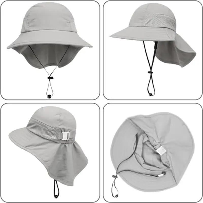 DRESHOW Cappello da Sole per Neonati UPF 50+ Cappello da Collo per Ragazzo Protezione per Bambini Cappello a Secchiello Traspirante miniatura 2