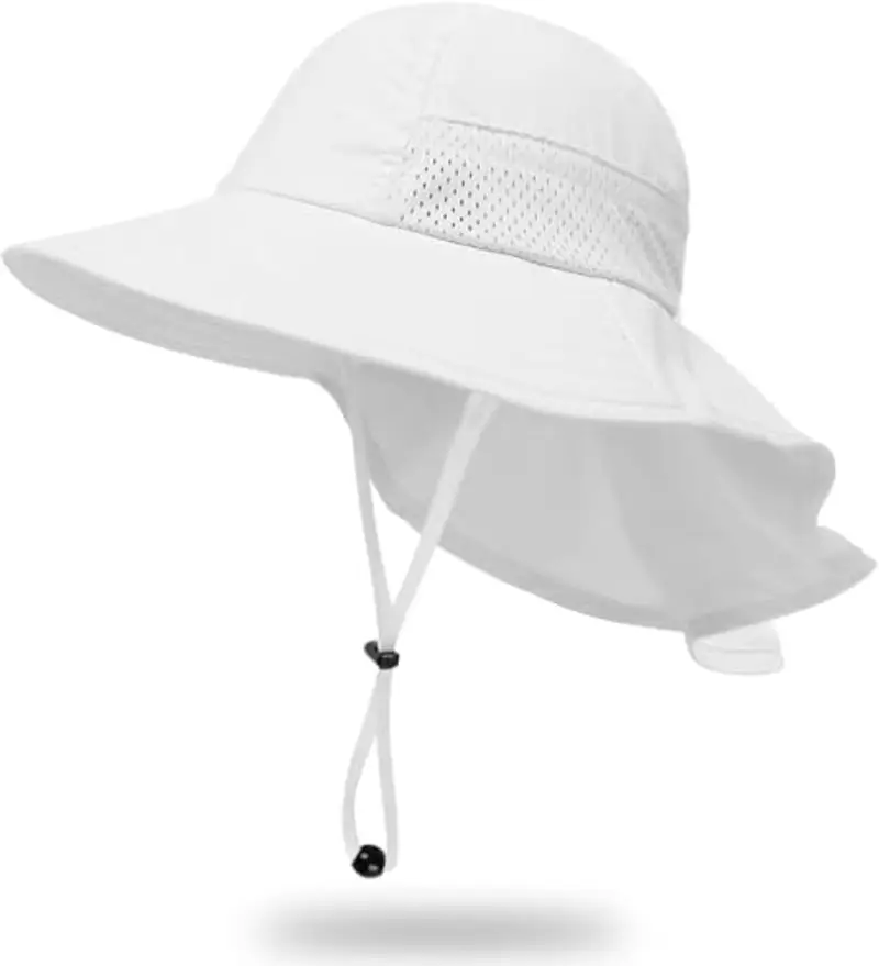 DRESHOW Cappello da Sole per Neonati UPF 50+ Cappello da Collo per Ragazzo Protezione per Bambini Cappello a Secchiello Traspirante