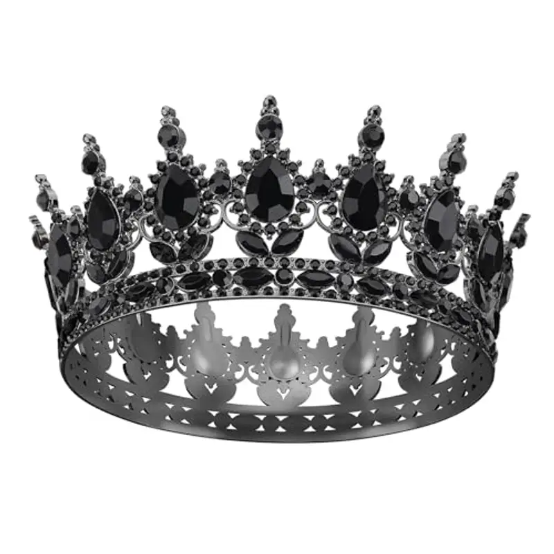 DRESHOW Corona da Donna Diadema Rotondo Principessa Corona Regina Barocca con Strass Scintillanti per Matrimonio Ballo Compleanno Pageant