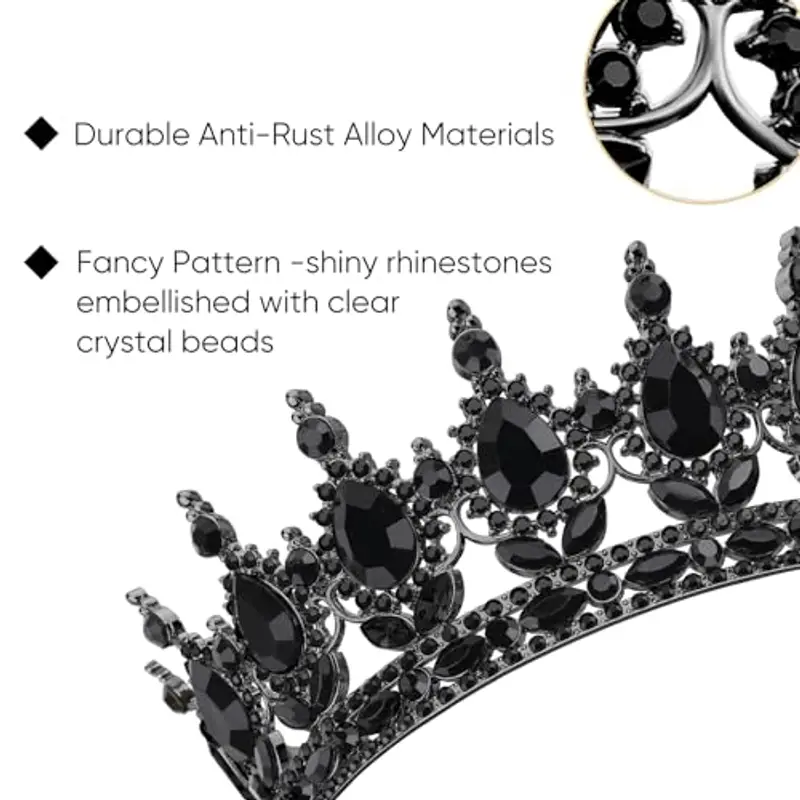 DRESHOW Corona da Donna Diadema Rotondo Principessa Corona Regina Barocca con Strass Scintillanti per Matrimonio Ballo Compleanno Pageant miniatura 2