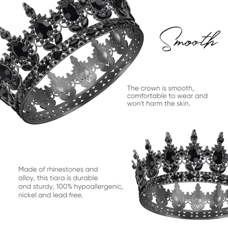 DRESHOW Corona da Donna Diadema Rotondo Principessa Corona Regina Barocca con Strass Scintillanti per Matrimonio Ballo Compleanno Pageant miniatura 3